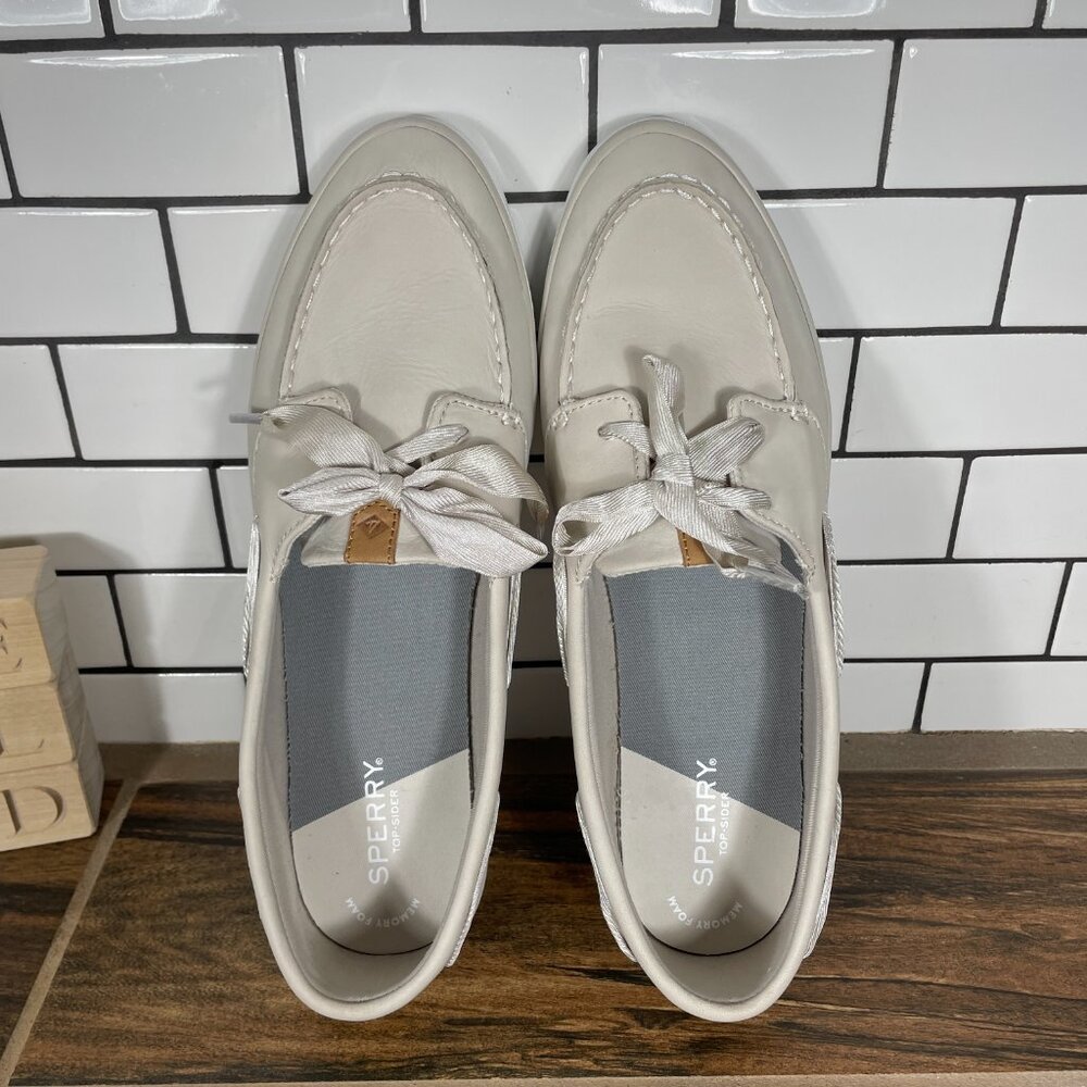Sperry Top Sider Sailor Womens Size 12 Boat Shoes Ivory Nubuck Comfort Moc Toe - Picture 7 of 13